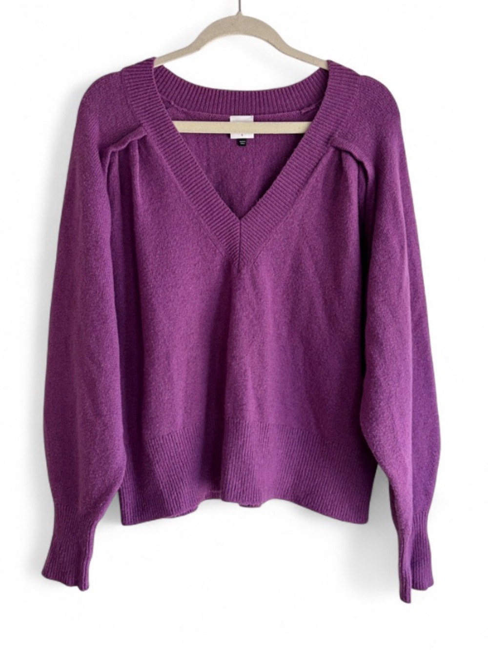 CAbi #4098 Luxury Purple Cotton Blend V Neck Sweater Size S